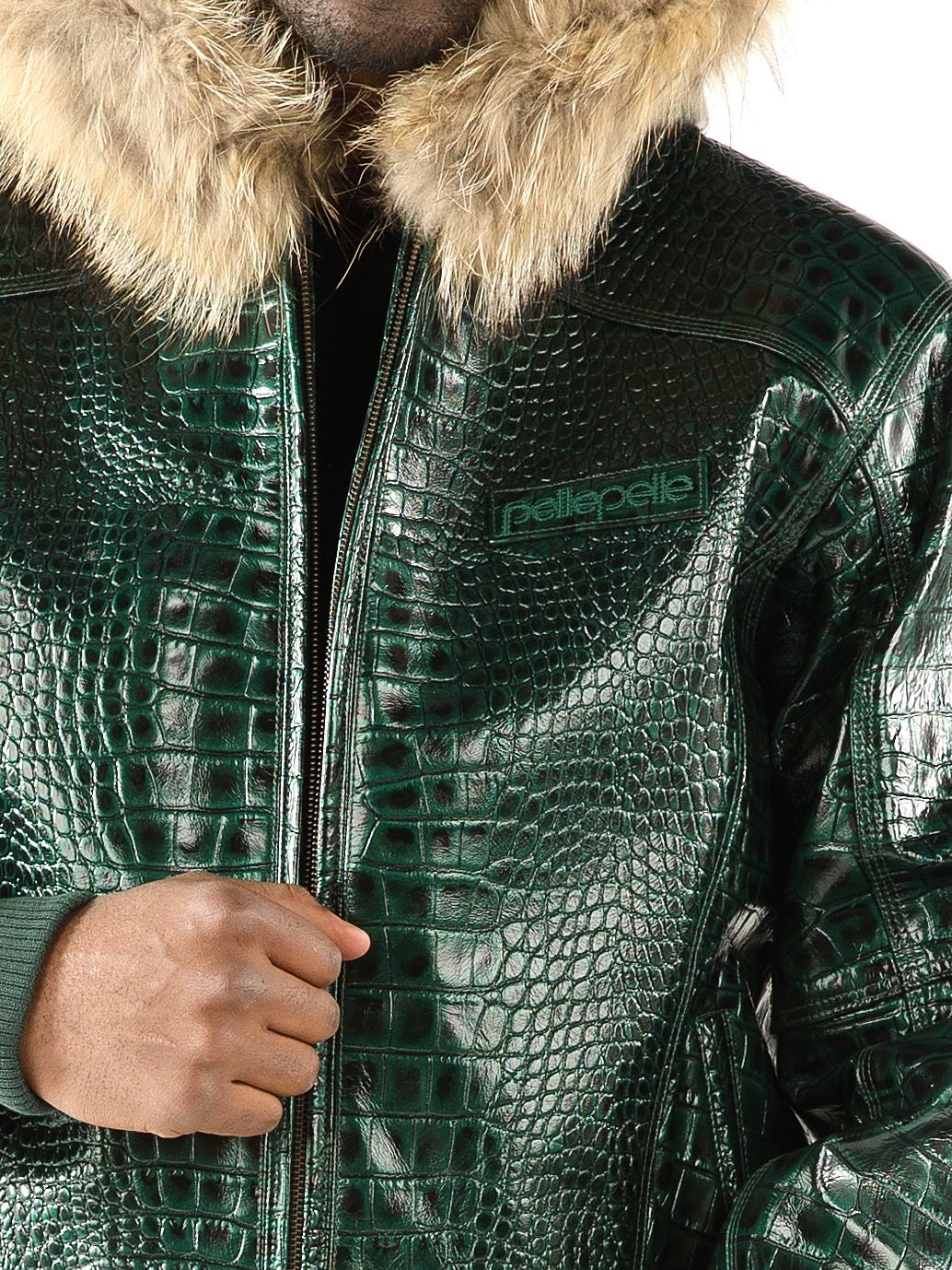 Pelle Pelle Basic Nile Green Two Tone Cayman Leather Jacket image 3
