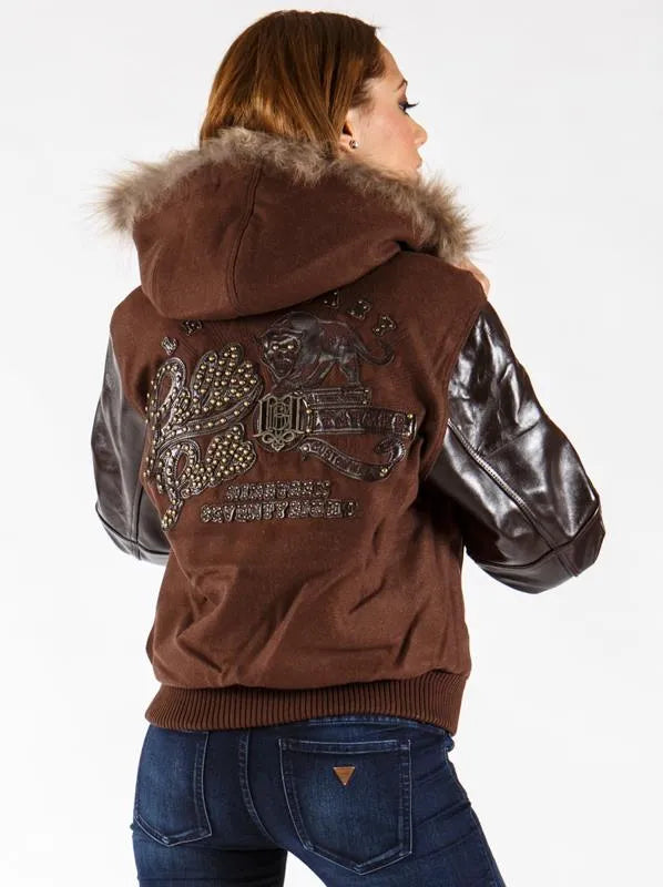 Pelle Pelle Womens Legendary Fur Hooded Brown Jacket image 1
