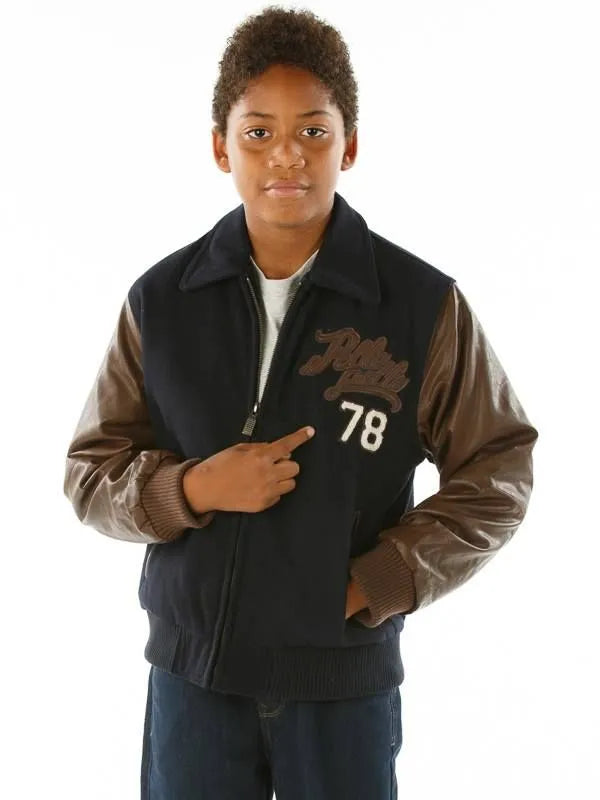 Pelle Pelle Kids Indian Legendary Blue & Brown Leather Jacket image 0