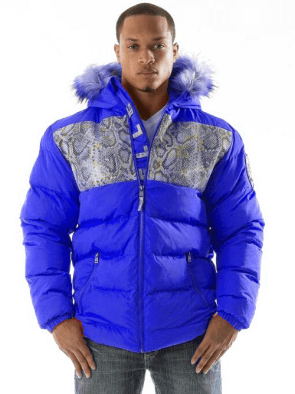 Pelle Pelle Snakeskin Bubble Blue Coat image 0