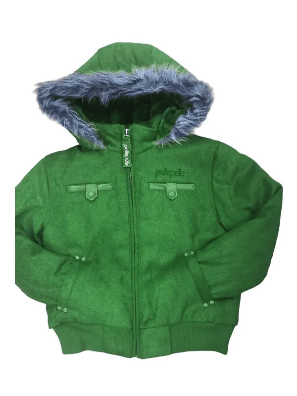Pelle Pelle Kids Hooded Green Bomber Jacket image 0