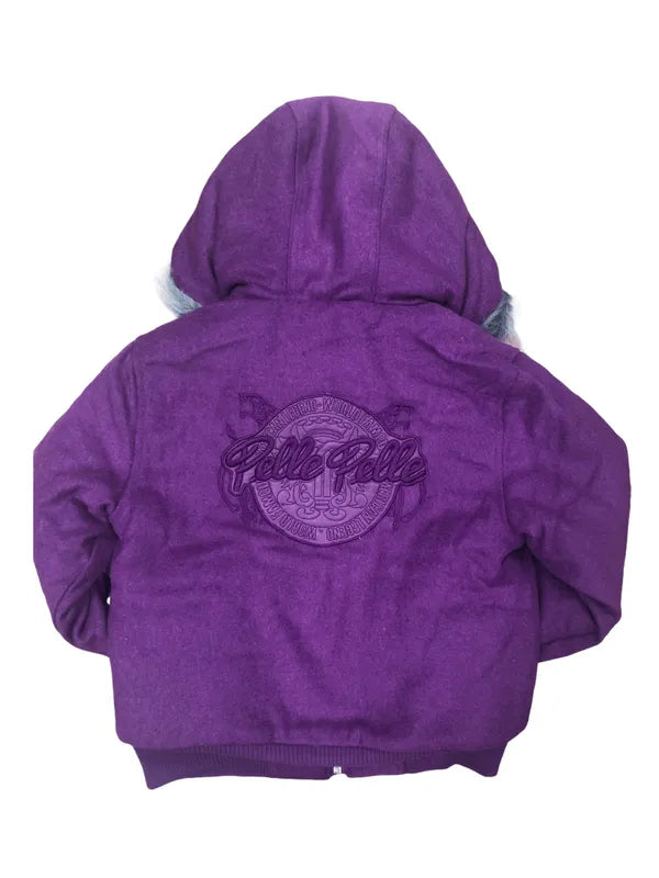 Kids Pelle Pelle Wool Hooded Purple Bomber Jacket image 1