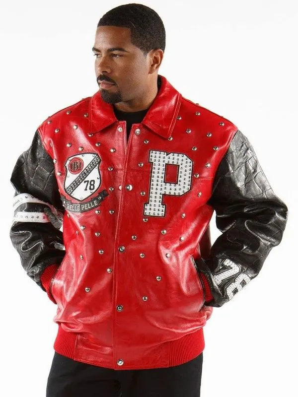 Pelle Pelle Mens All For One One For All Red Leather Jacket image 0