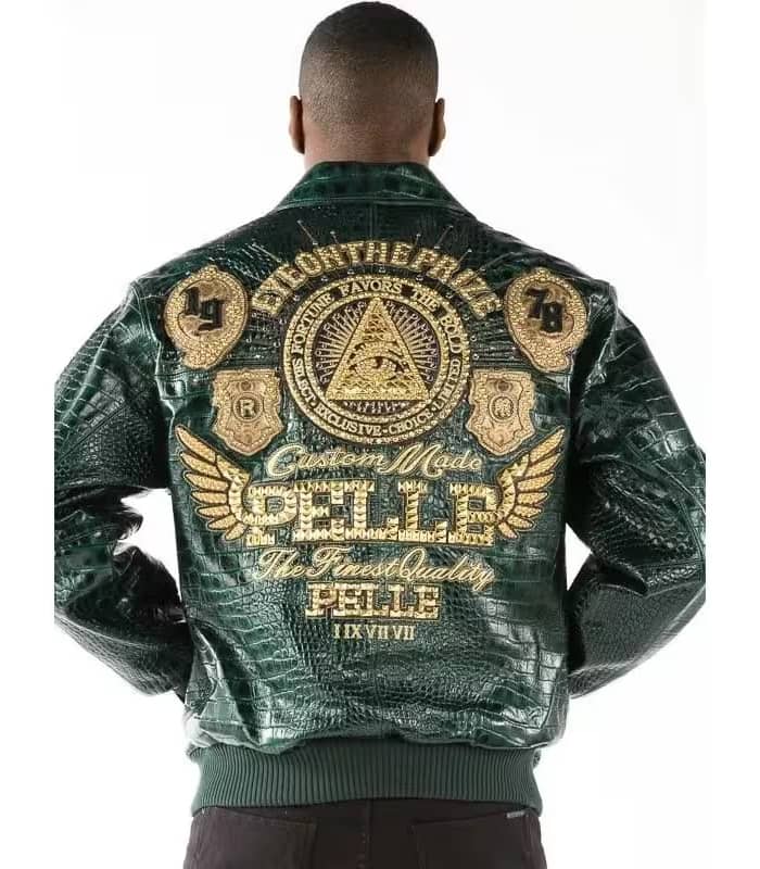 Pelle Pelle Mens Eye On The Prize Green Leather Jacket image 1