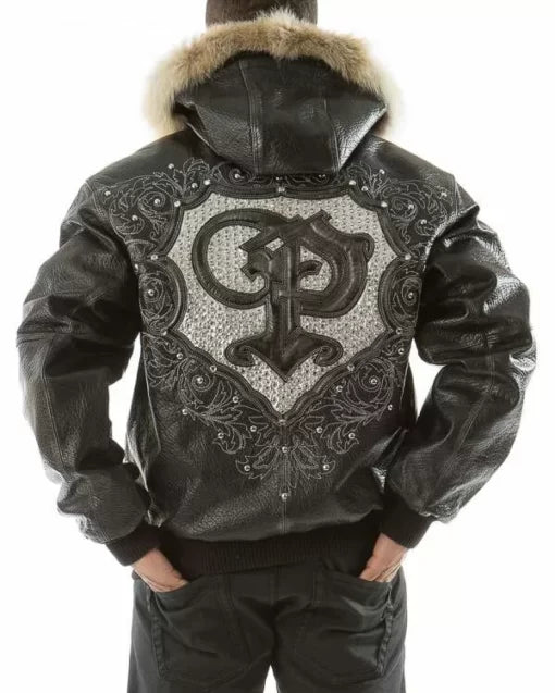 Pelle Pelle Black PP Crest Fur Hood Leather Jacket image 1