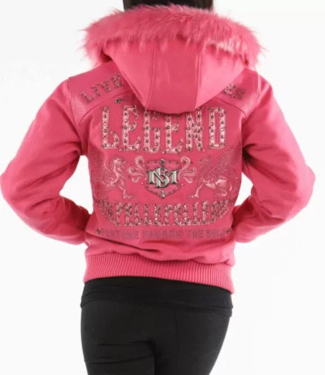 Pink Pelle Pelle Fur Hood Live Like a Queen Wool Jacket image 1