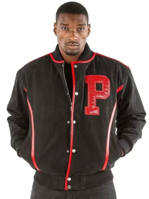 Pelle Pelle Mens Letterman Bomber Black Varsity Jackets image 0