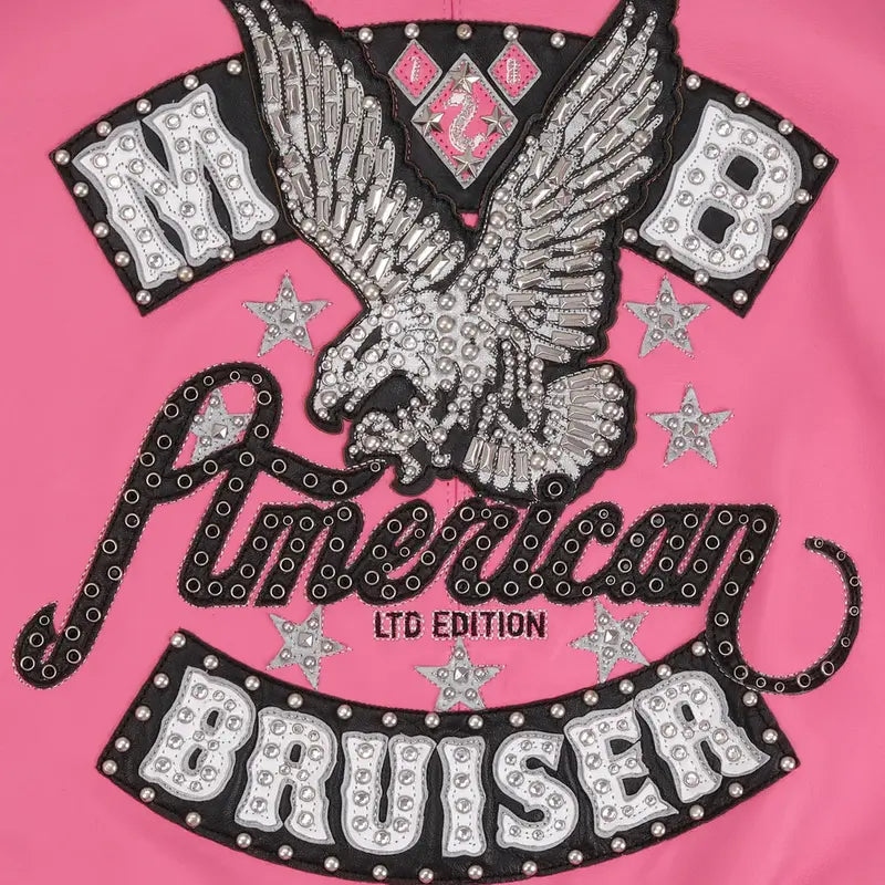 Pelle Pelle American Bruiser Plush Womens Crop Jacket – Pink image 2