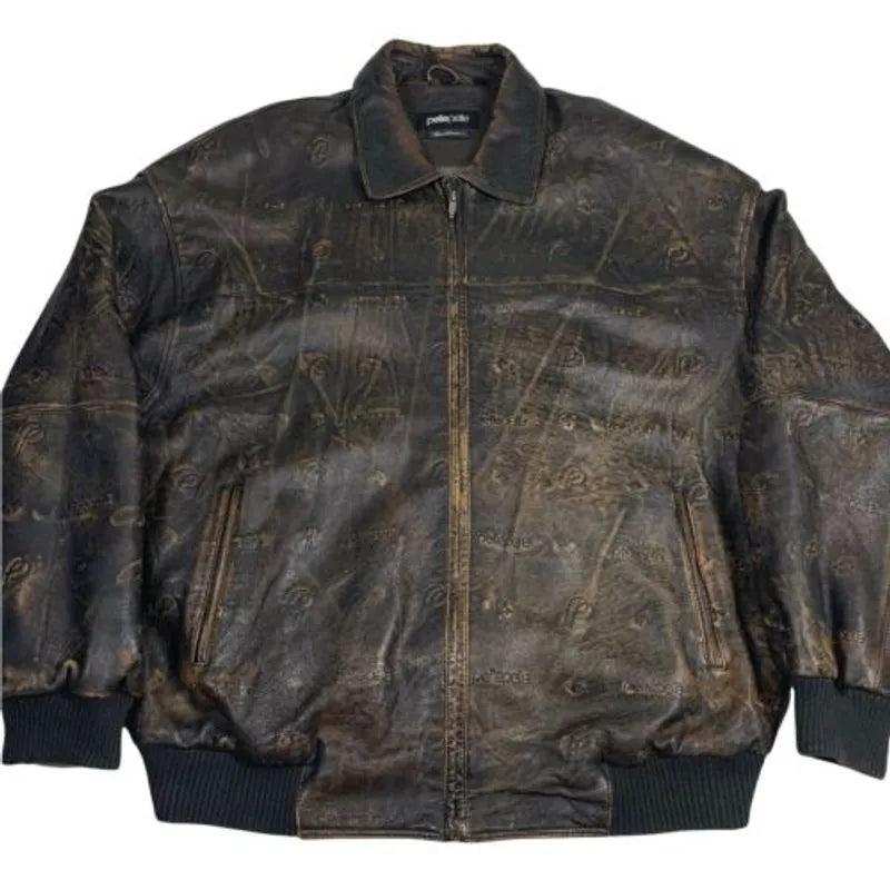 Pelle Pelle Vintage Marc Buchanan Brown Embossed Leather Jacket image 0