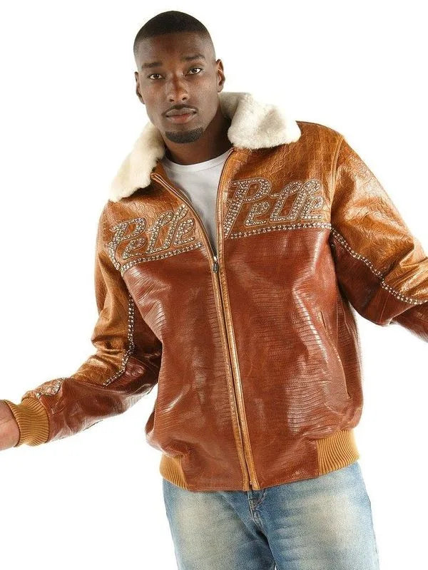 Pelle Pelle Mens Crocodile Skin Leather Jacket image 0