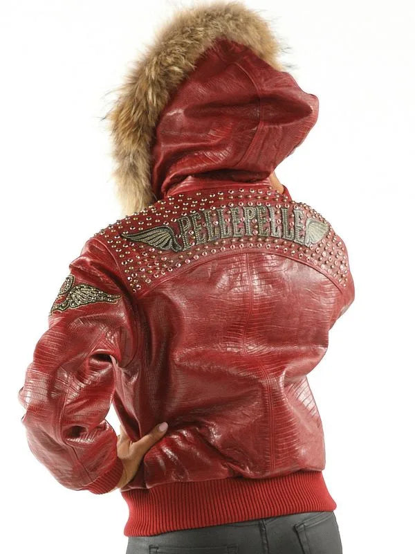 Pelle Pelle Fur Hooded Red Leather Jacket image 1