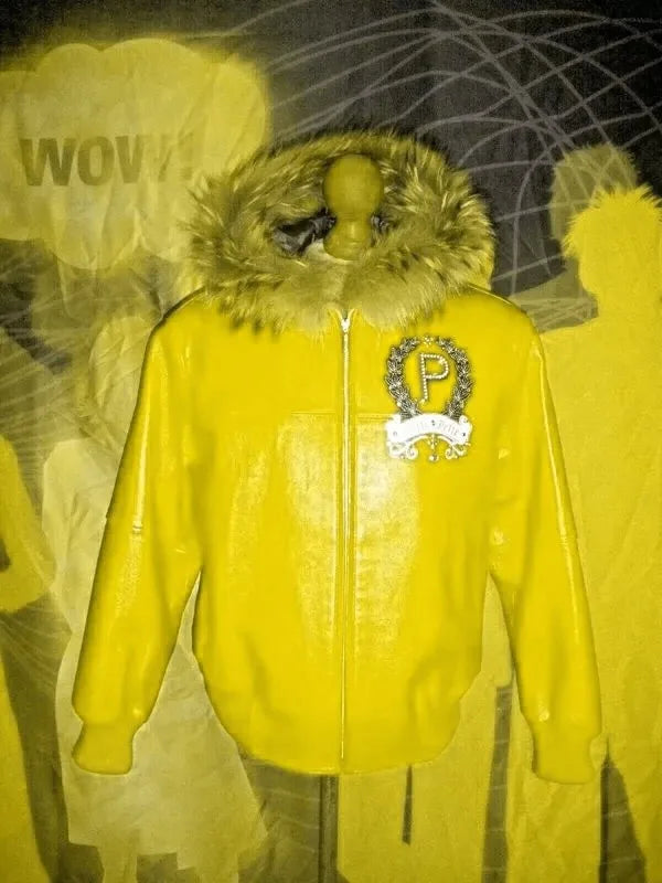 Pelle Pelle Fur Trim Yellow Bomber Jacket image 0