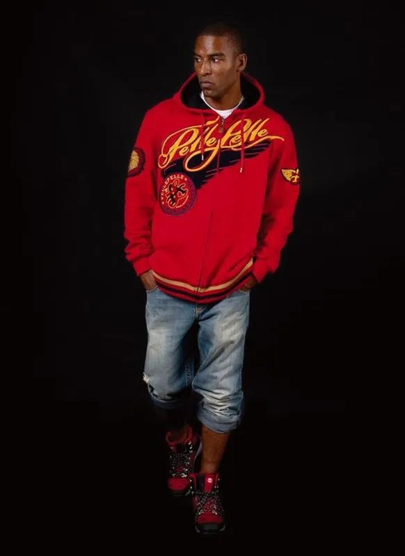 Pelle Pelle Mens Red Wool Varsity Hooded Jacket image 0