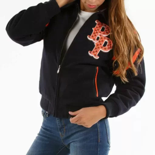 Pelle Pelle Navy Detroit Lions Wool Leather Jacket image 1