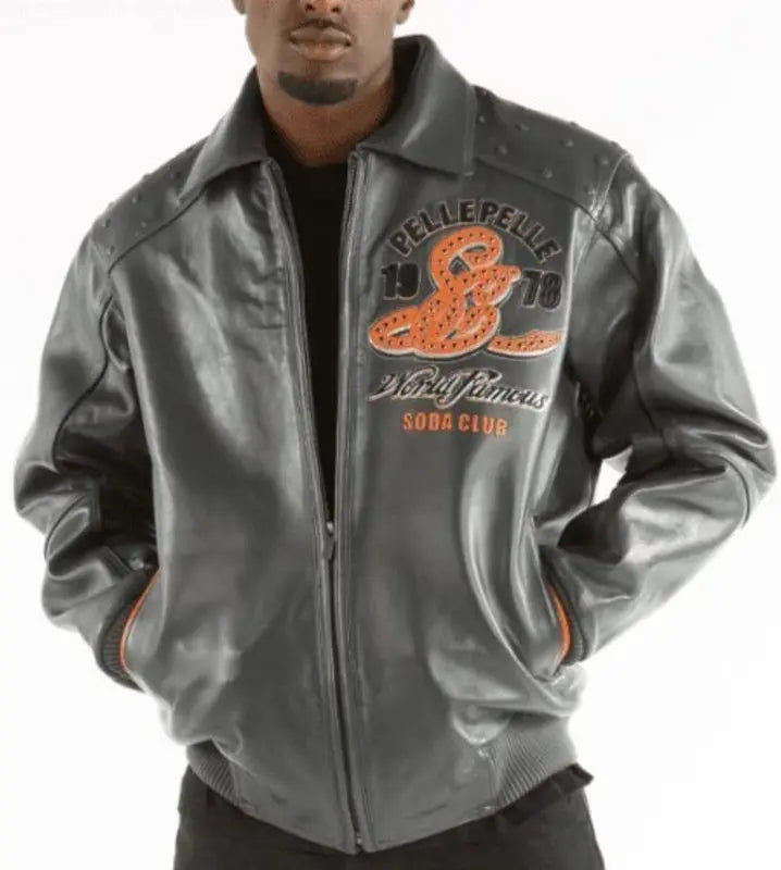 Pelle Pelle Men Grey MB Leather Jacket | Soda Club jacket image 2