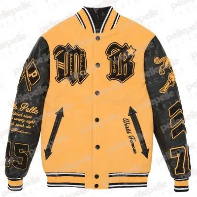 Pelle Pelle New Varsity Black and Mustard Plush Jacket image 0