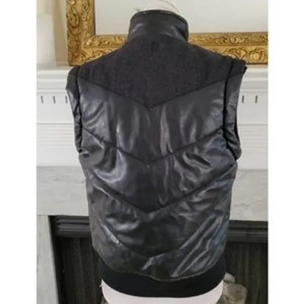 Pelle Pelle Black Faux Leather Puffer Vest image 1