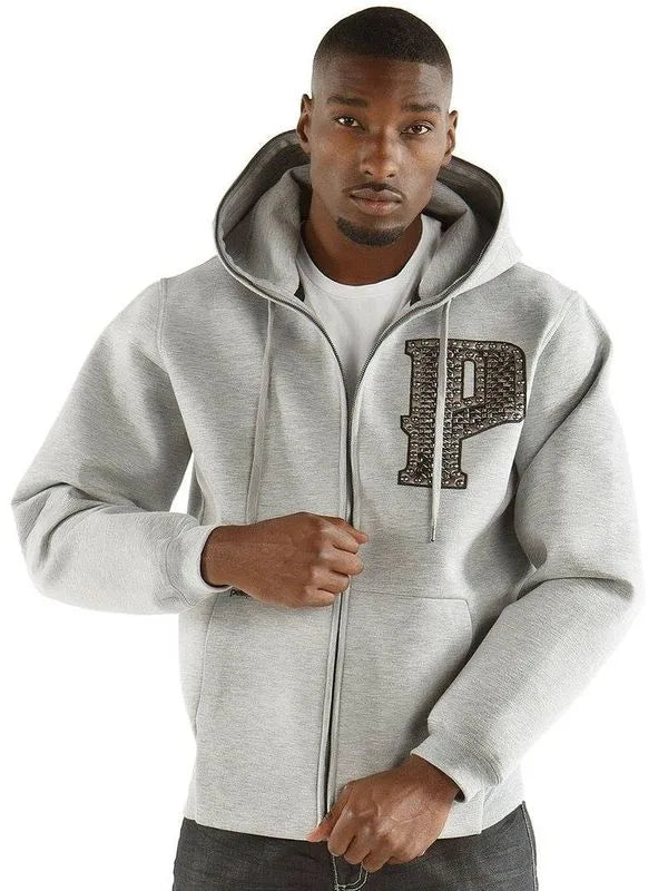 Pelle Pelle Mens Marc Buchanan Gray Zippered Hoodie image 0