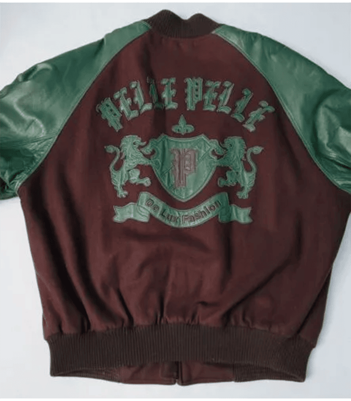 Pelle Pelle Brown Wool Green Leather Sleeves Jacket image 1
