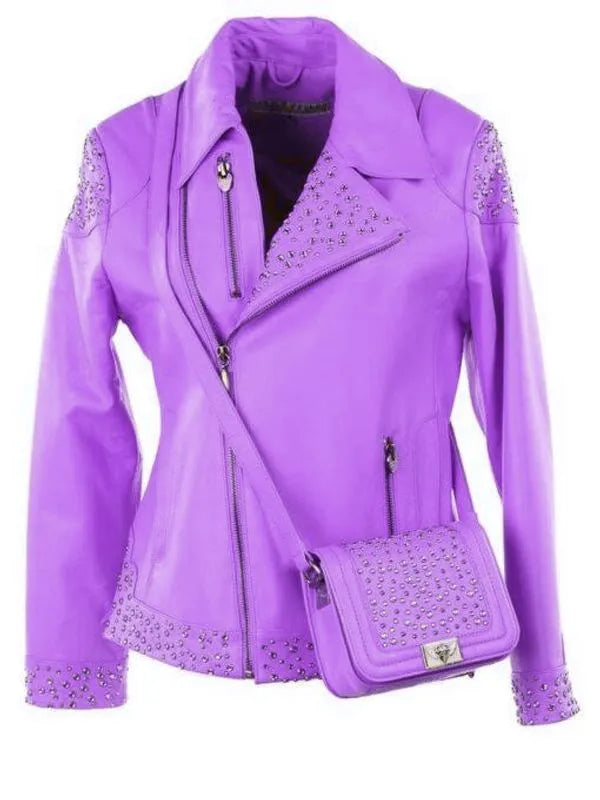 Pelle Pelle Studded Asymmetrical Princess Cut Purple Jacket image 0
