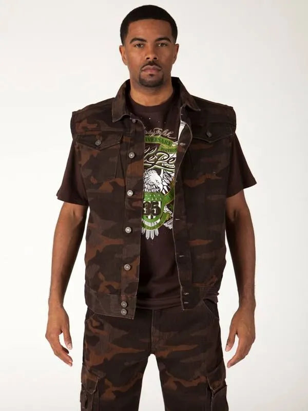 Pelle Pelle Mens Brown Camo Denim Track Suit image 0