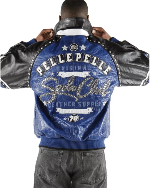 Pelle Pelle Soda Club Blue & Black Leather Jacket image 1