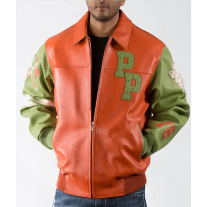 Pelle Pelle Renegades Leather Jacket | Orange Green Jacket image 2