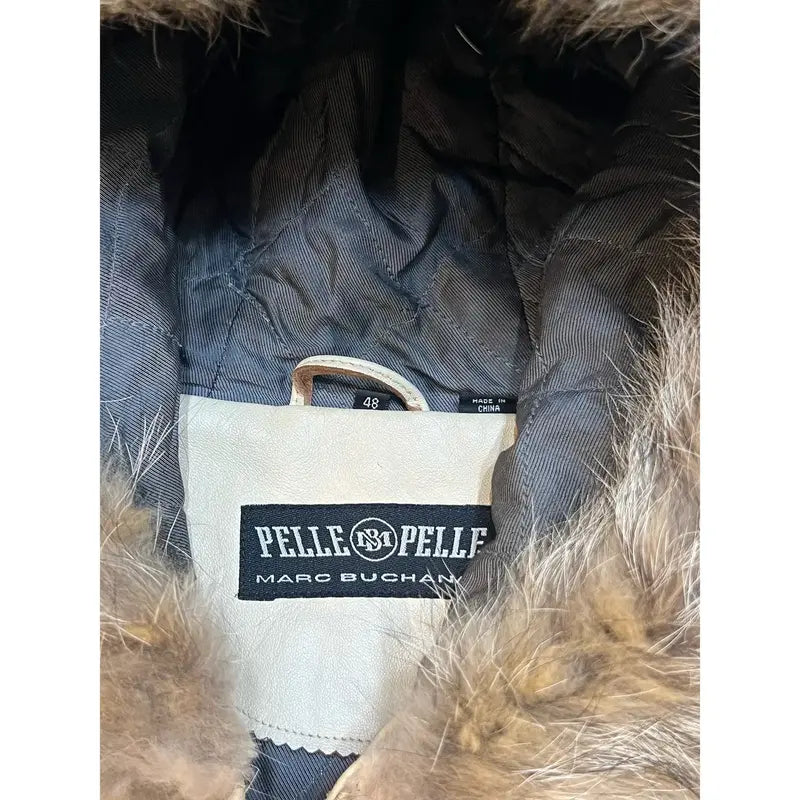 Pelle Pelle Vintage 90s Fur Hood Leather Jacket image 3