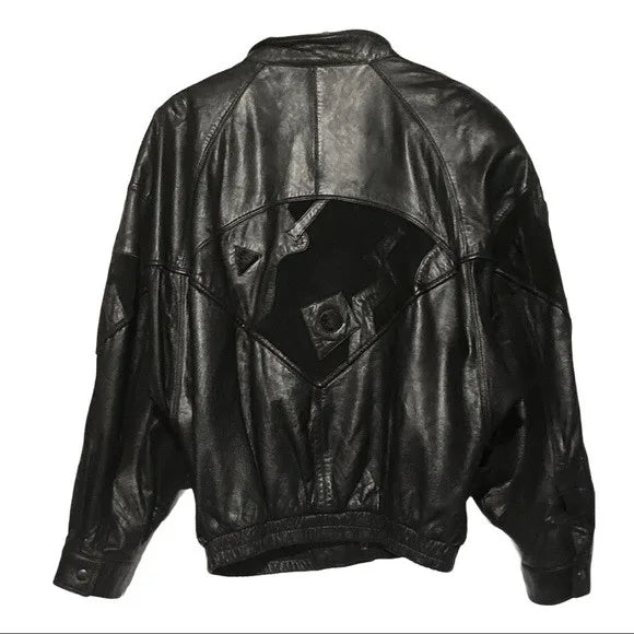 Pelle Pelle Black Drop Down Collar Leather Jacket image 1