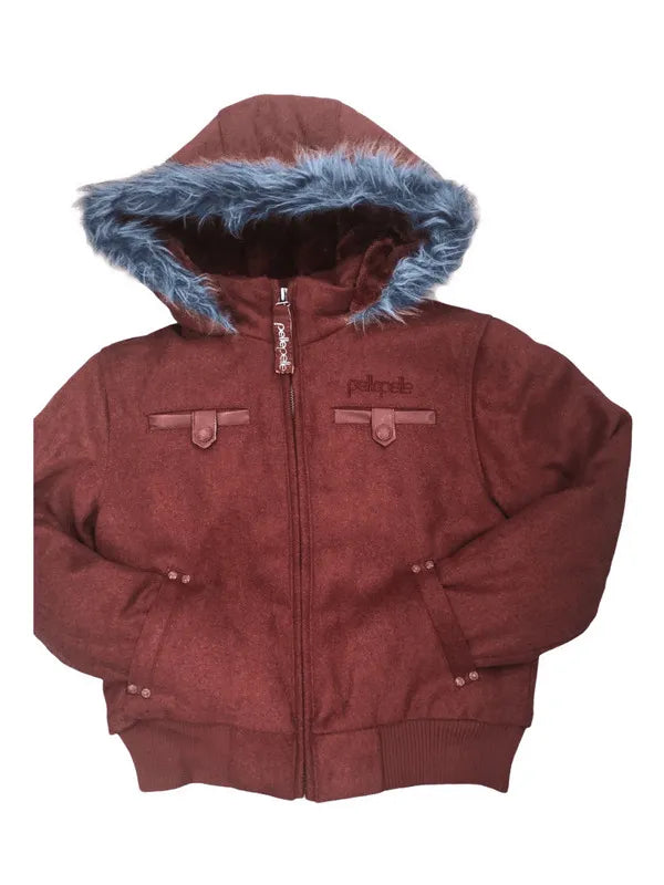 Pelle Pelle Kids Hooded Maroon Bomber Jacket image 0