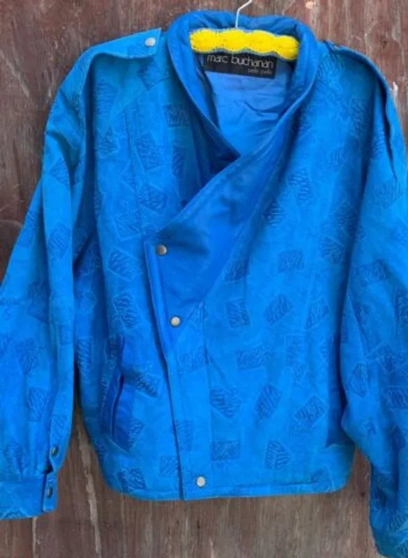 Pelle Pelle Vintage Marc Buchanan Hip Hop 80s Blue Geometric Jacket image 0