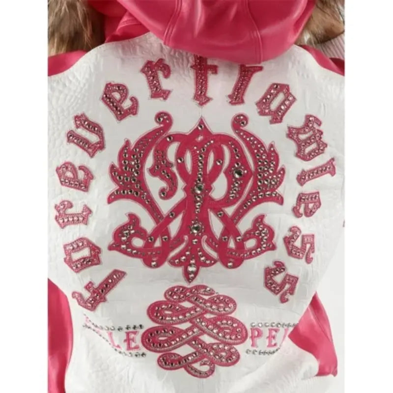 Pelle Pelle White Pink Women Leather Jacket | Fur Hood image 3
