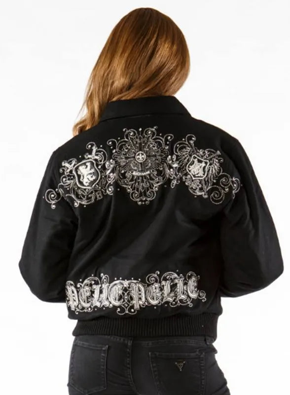 Pelle Pelle Womens Triple Crest Shirt Collar Black Jacket image 1