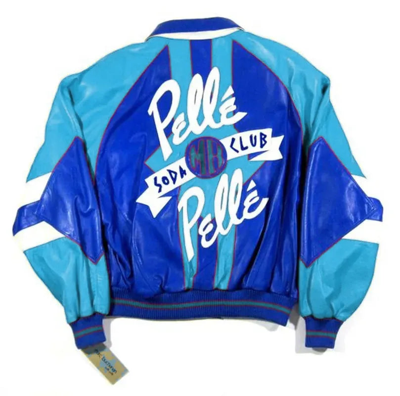 Early 90S Vintage Pelle Pelle Turquoise Soda Club Jacket image 0