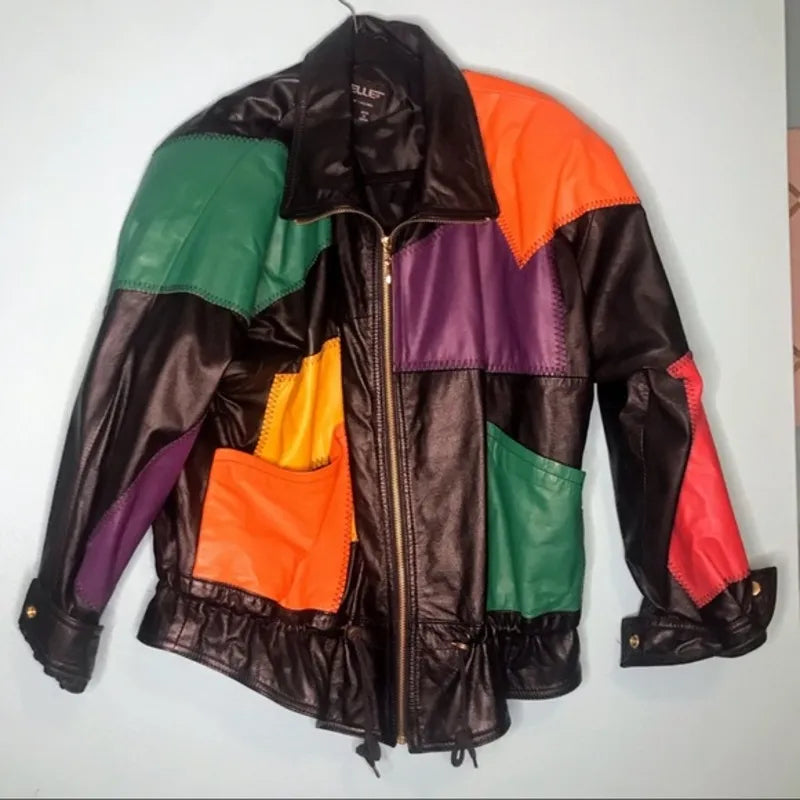 Vintage Pelle Pelle Patchwork Leather Bomber Jacket image 0