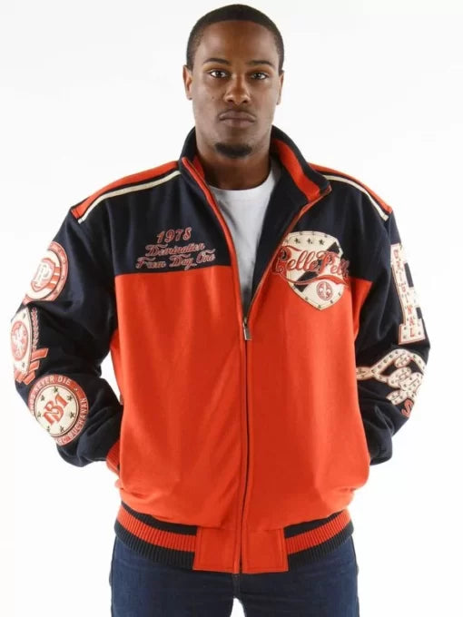 Unstoppable Pelle Pelle Revolution Orange Varsity Jacket image 1