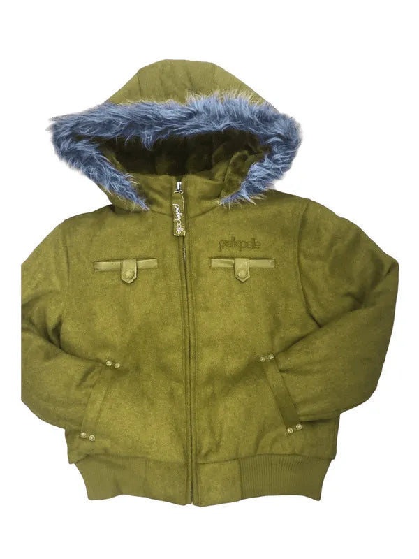 Pelle Pelle Kids Hooded Light Green Bomber Jacket image 0