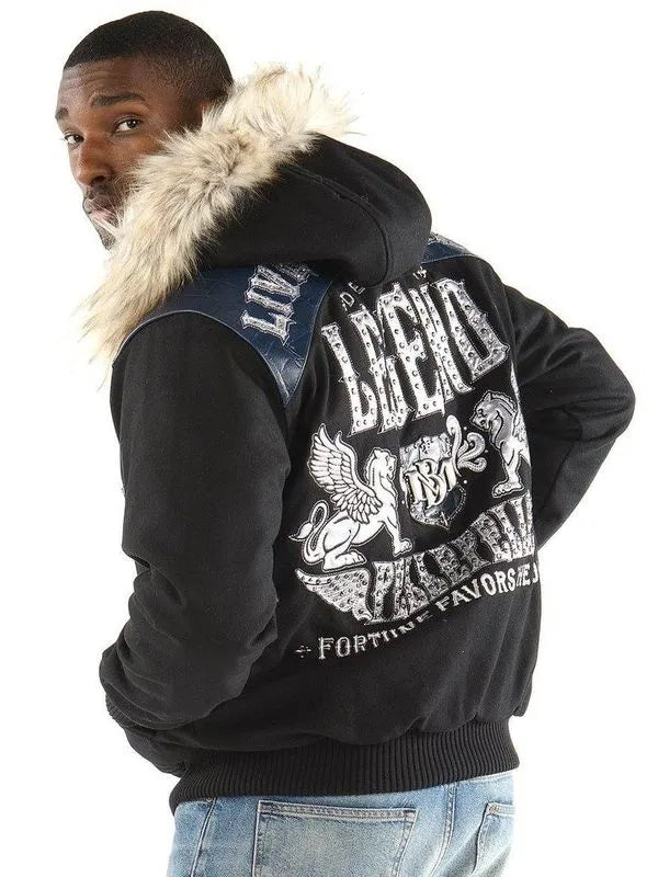 Pelle Pelle Mens Live Like a King Die Like a Legend Fur Hooded Jacket image 0