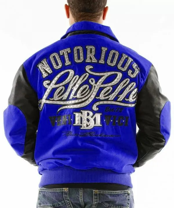 Pelle Pelle Mens Royal Blue and Black Varsity Jacket image 1