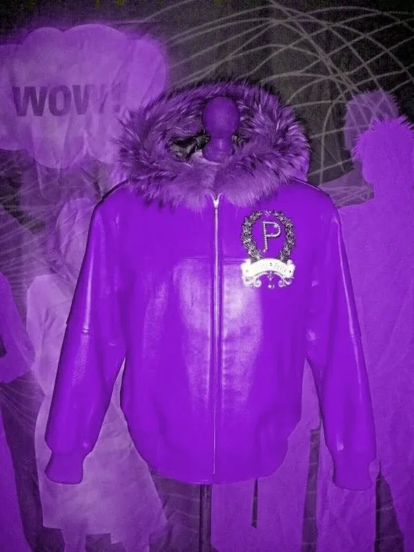 Pelle Pelle Fur Trim Bomber Purple Jacket image 0