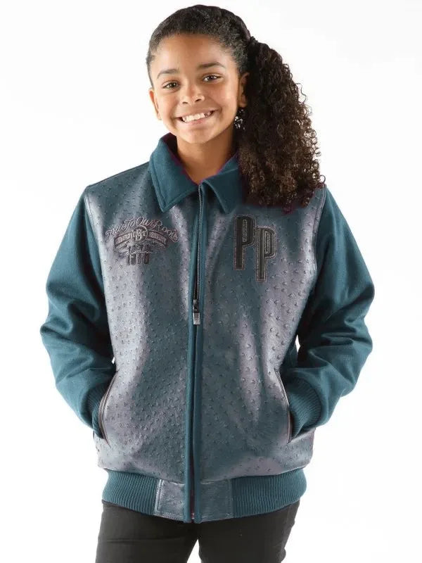 Pelle Pelle Kids Turquoise Shirt Collar Jacket image 0