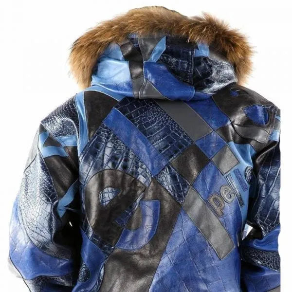 Abstract Pattern Pelle Pelle Leather Blue Jacket image 0