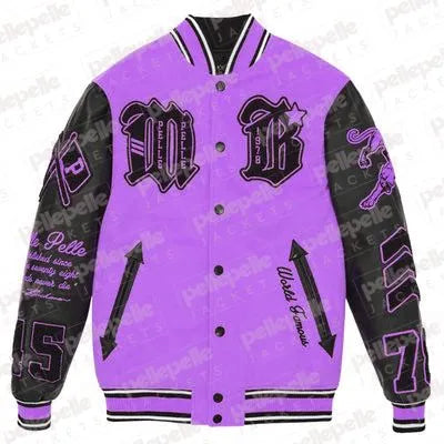 Pelle Pelle New Varsity Purple and Black Plush Jacket image 0