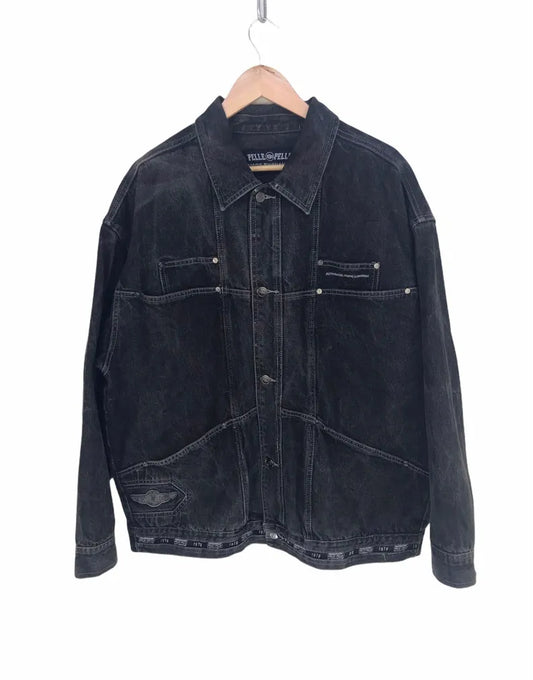 Vintage 90s Pelle Pelle Marc Buchanan Multi Pocket Denim Jacket image 0
