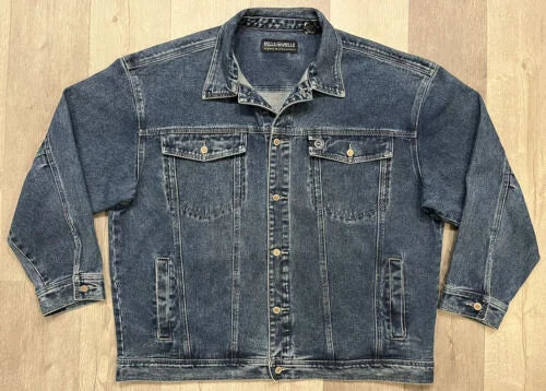 Pelle Pelle Mens Blue Denim Bomber Varsity Jacket image 0