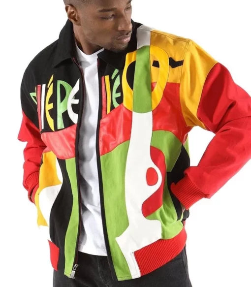 Pelle Pelle Picasso Men Plush Black and Red Leather Jacket image 0