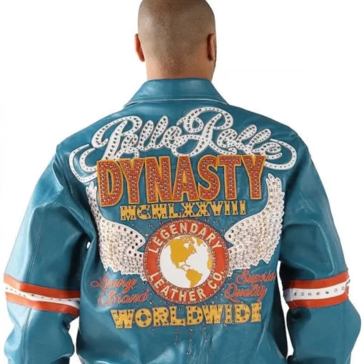 Worldwide Dynasty By Pelle Pelle Light Blue Leather Jacket image 0