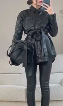 Pelle Metallic Leather Coat image 1