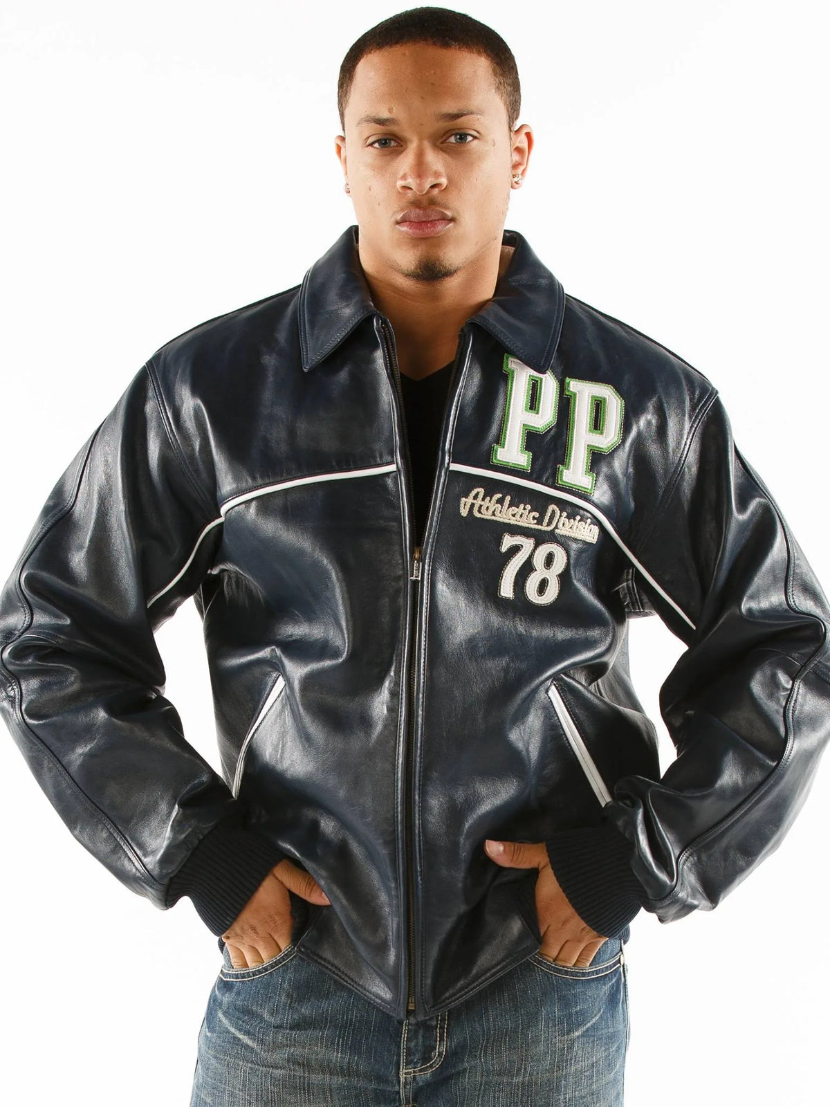 Pelle Pelle Athletic Division Navy Blue Leather Jacket image 1