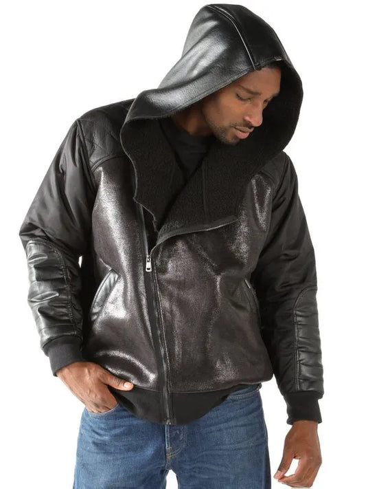 Pelle Pelle Worldwide Trademark Bomber Leather Black Jacket image 0